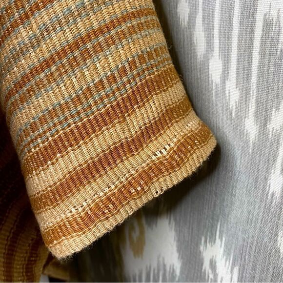 Ralph Lauren Southwestern Blanket Stitch Leather Laced Feather Trimmed Poncho - Picture 9 of 16